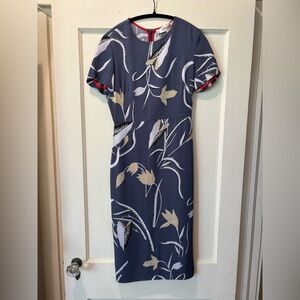 Diane Von Furstenberg Blue Floral Midi Dress